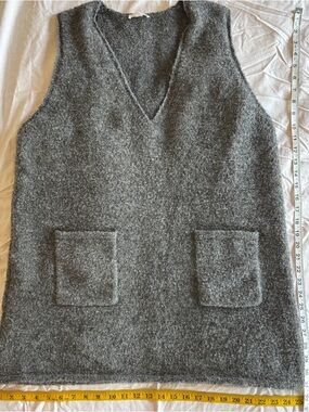 Grey V-Neck Pocket Sleeveless Dress